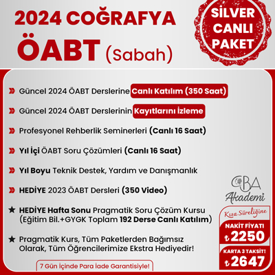 2024 COĞRAFYA ÖABT (Sabah) CANLI DERS (SİLVER PAKET)