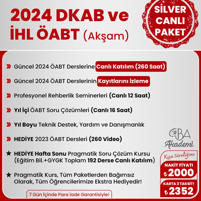 2024 DKAB + İHL ÖABT (Akşam) CANLI DERS (SİLVER PAKET)