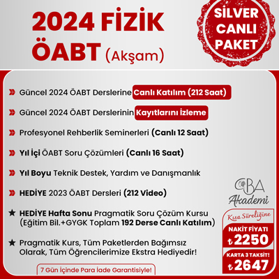 2024 FİZİK ÖABT (Akşam) CANLI DERS (SİLVER PAKET)