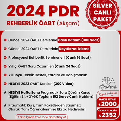 2024 PDR REHBERLİK ÖABT (Akşam) CANLI DERS (SİLVER PAKET)