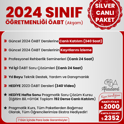 2024 SINIF ÖĞRETMENLİĞİ ÖABT (Akşam) CANLI DERS (SİLVER PAKET)