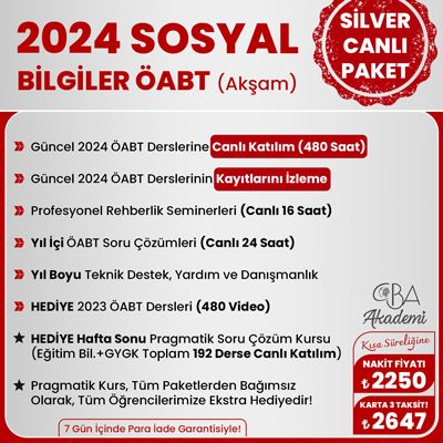 2024 SOSYAL BİLGİLER ÖABT (Akşam) CANLI DERS (SİLVER PAKET)