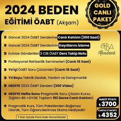 2024 BEDEN EĞİTİMİ ÖABT (Akşam) CANLI DERS (GOLD PAKET)