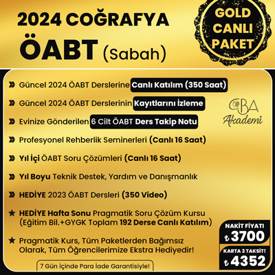2024 COĞRAFYA ÖABT (Sabah) CANLI DERS (GOLD PAKET)