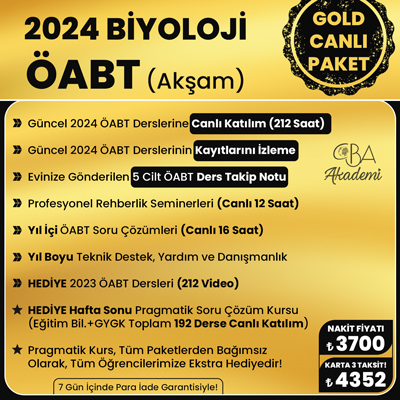 2024 BİYOLOJİ ÖABT (Akşam) CANLI DERS (GOLD PAKET)
