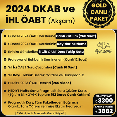 2024 DKAB + İHL ÖABT (Akşam) CANLI DERS (GOLD PAKET)