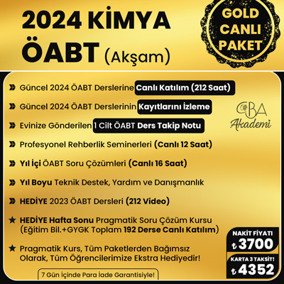 2024 KİMYA ÖABT (Akşam) CANLI DERS (GOLD PAKET)