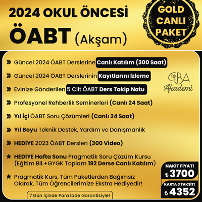 2024 OKUL ÖNCESİ ÖABT (Akşam) CANLI DERS (GOLD PAKET)