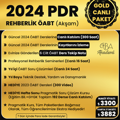 2024 PDR REHBERLİK ÖABT (Akşam) CANLI DERS (GOLD PAKET)