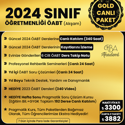 2024 SINIF ÖĞRETMENLİĞİ ÖABT (Akşam) CANLI DERS (GOLD PAKET)