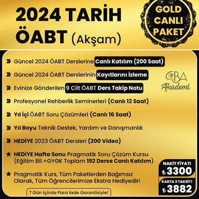2024 TARİH ÖABT (Akşam) CANLI DERS (GOLD PAKET)