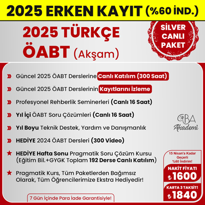 2025 TÜRKÇE ÖABT (Akşam) CANLI DERS (SİLVER PAKET)