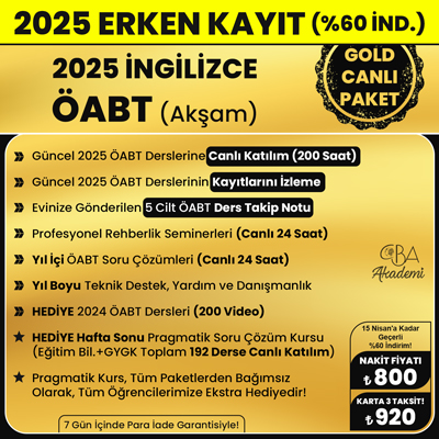 2025 İNGİLİZCE ÖABT (Akşam) CANLI DERS (GOLD PAKET)