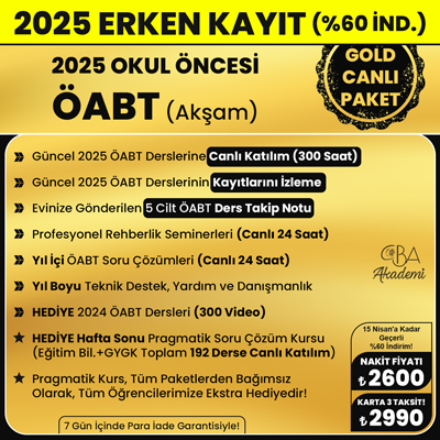 2025 OKUL ÖNCESİ ÖABT (Akşam) CANLI DERS (GOLD PAKET)