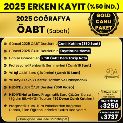 2025 COĞRAFYA ÖABT (Sabah) CANLI DERS (GOLD PAKET)