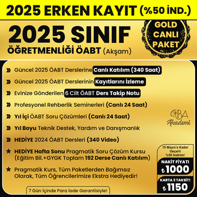2025 SINIF ÖĞRETMENLİĞİ ÖABT (Akşam) CANLI DERS (GOLD PAKET)