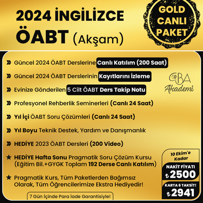 2024 İNGİLİZCE ÖABT (Akşam) CANLI DERS (GOLD PAKET)