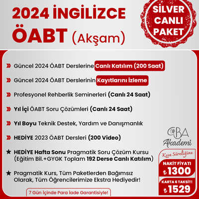2024 İNGİLİZCE ÖABT (Akşam) CANLI DERS (SİLVER PAKET)