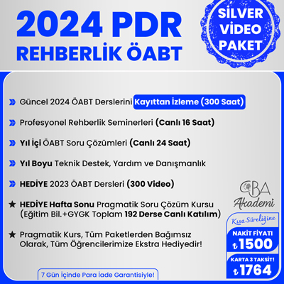 2024 PDR REHBERLİK ÖABT VİDEO DERS (SİLVER PAKET)