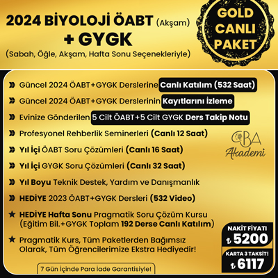 2024 BİYOLOJİ ÖABT (Akşam) + GYGK CANLI DERS (GOLD PAKET)