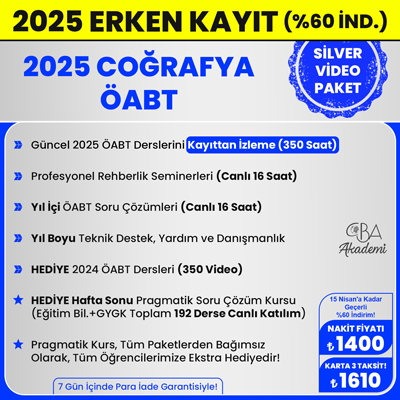 2025 COĞRAFYA ÖABT VİDEO DERS (SİLVER PAKET)