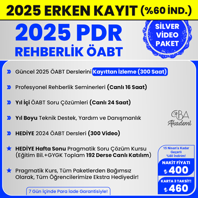 2025 PDR REHBERLİK ÖABT VİDEO DERS (SİLVER PAKET)