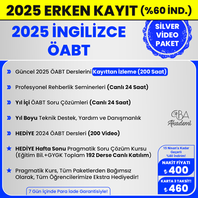 2025 İNGİLİZCE ÖABT VİDEO DERS (SİLVER PAKET)