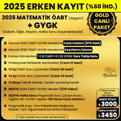 2025 MATEMATİK ÖABT (Akşam) + GYGK CANLI DERS (GOLD PAKET)