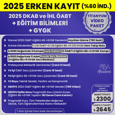 2025 DKAB + İHL ÖABT + EĞİTİM BİL. + GYGK VİDEO DERS (TİTANYUM PAKET)