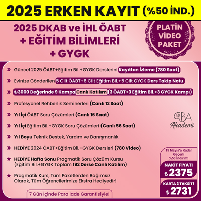 2025 DKAB + İHL ÖABT + EĞİTİM BİL. + GYGK VİDEO DERS (PLATİN PAKET)