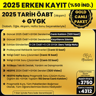 2025 TARİH ÖABT (Akşam) + GYGK CANLI DERS (GOLD PAKET)