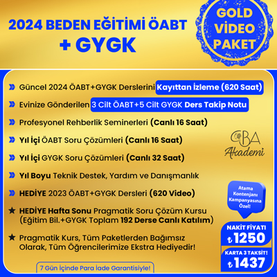2024 BEDEN EĞİTİMİ ÖABT + GYGK VİDEO DERS (GOLD PAKET)