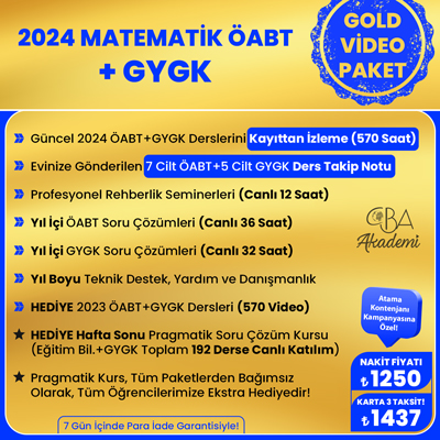 2024 MATEMATİK ÖABT + GYGK VİDEO DERS (GOLD PAKET)