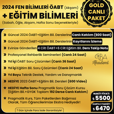 2024 FEN BİLİMLERİ ÖABT (Akşam) + EĞİTİM BİL. CANLI DERS (GOLD PAKET)