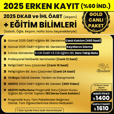 2025 DKAB + İHL ÖABT (Akşam) + EĞİTİM BİL. CANLI DERS (GOLD PAKET)