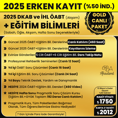 2025 DKAB + İHL ÖABT (Akşam) + EĞİTİM BİL. CANLI DERS (GOLD PAKET)