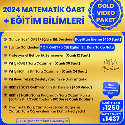 2024 MATEMATİK ÖABT + EĞİTİM BİL. VİDEO DERS (GOLD PAKET)