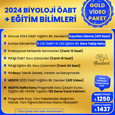 2024 BİYOLOJİ ÖABT + EĞİTİM BİL. VİDEO  DERS (GOLD PAKET)