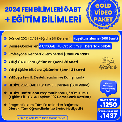 2024 FEN BİLİMLERİ ÖABT + EĞİTİM BİL. VİDEO DERS (GOLD PAKET)