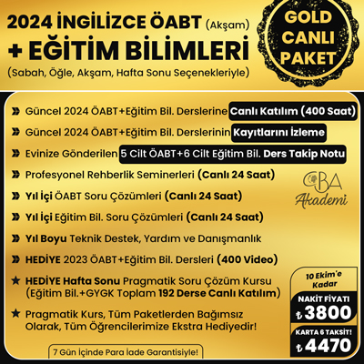 2024 İNGİLİZCE ÖABT (Akşam) + EĞİTİM BİL. CANLI DERS (GOLD PAKET)