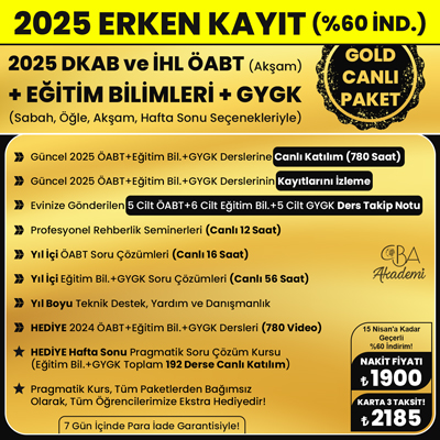 2025 DKAB + İHL ÖABT (Akşam) + EĞİTİM BİL. + GYGK CANLI DERS (GOLD PAKET)