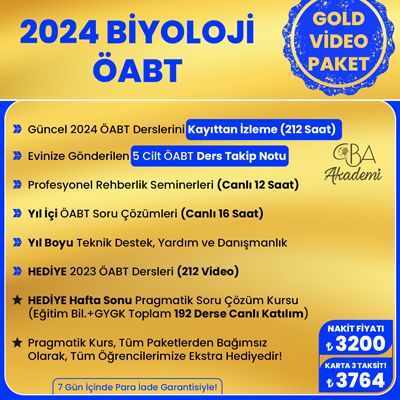 2024 BİYOLOJİ ÖABT VİDEO  DERS (GOLD PAKET)