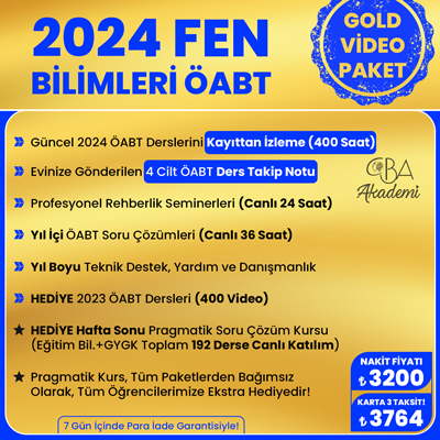2024 FEN BİLİMLERİ  ÖABT VİDEO DERS (GOLD PAKET)