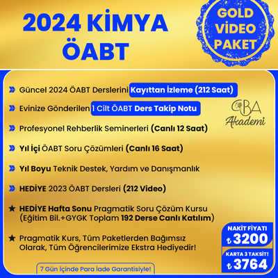 2024 KİMYA ÖABT VİDEO DERS (GOLD PAKET)