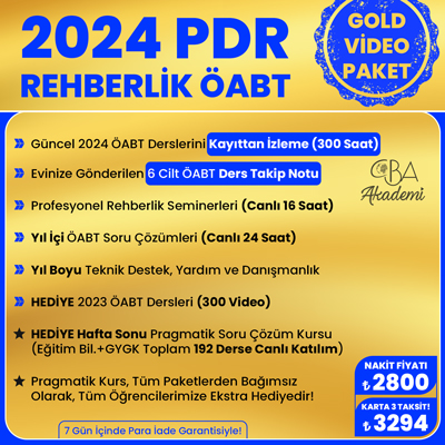 2024 PDR REHBERLİK ÖABT VİDEO DERS (GOLD PAKET)