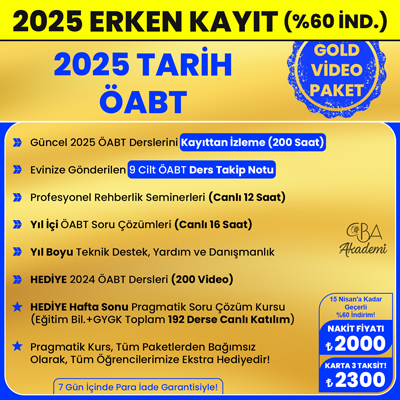 2025 TARİH ÖABT VİDEO DERS (GOLD PAKET)