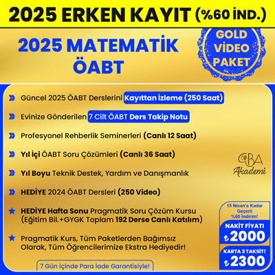 2025 MATEMATİK ÖABT VİDEO DERS (GOLD PAKET)