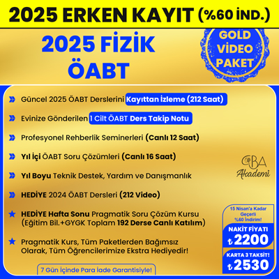 2025 FİZİK ÖABT VİDEO DERS (GOLD PAKET)