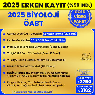 2025 BİYOLOJİ ÖABT VİDEO  DERS (GOLD PAKET)