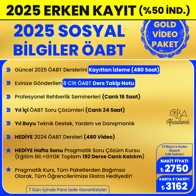 2025 SOSYAL BİLGİLER ÖABT VİDEO DERS (GOLD PAKET)
